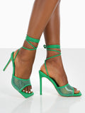 Amozae-Square Toe Mesh Lace Up Heel