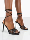 Amozae-Square Toe Mesh Lace Up Heel