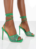 Amozae-Square Toe Mesh Lace Up Heel