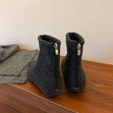 Amozae-Street Style Square Toe Wool Women Ankle Boot Elegant Low Heel Shoes 2025 Spring Autumn Ladies Short Booties-Platform boots