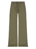 Amozae-Green cargo trousers with straight legs and pockets- Streetwear y2k outfits Fall Outfits Christmas Thanksgiving Gift New Year's Eve