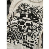 Amozae-Punk T Shirts Vintage Clothes Women 90s Top Summer Slim Gothic Streetwear Hip Hop White Tees Shirt Harajuku Skull Femme Y2K Tops