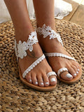 Amozae-Lace Belt Flat Sandals