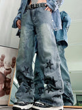 Amozae-Vintage Denim Star Patch Boyfriend Jeans/Vintage Denim Star Patch Boyfriend Jeans- Streetwear y2k outfits Fall Outfits Christmas Thanksgiving Gift New Year's Eve