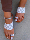 Amozae-Plaid Clip Toe Flat Sandals