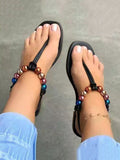 Amozae-Beaded Flat Clipped Toe Sandals