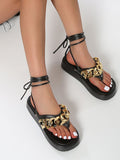 Amozae-Clip Toe Platform Chain Sandals