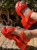 Amozae-Buckle Chunky Heel Platform Sandals