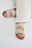 Amozae-Alina Beaded Flat Sandals - White