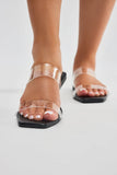 Amozae-Abbie Clear Flat Sandals - Black