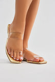 Amozae-Abbie Clear Flat Sandals - Gold