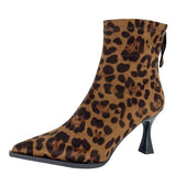 Amozae-Leopard Print Women Ankle Boots Fashion Elegant Dancing Party Prom Shoes High Heel Women's Modern Short Booties-Platform boots