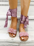 Amozae-Ankle Strap Beaded Flat Heel Sandals