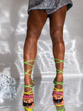 Amozae-Colorful Lace-up High Heel Sandals