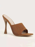 Amozae-Pointelle Knit Square Toe Sandals