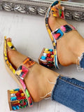 Amozae-Colorful Rhinestones Geo Deco Sandals