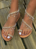 Amozae-Pearl Bling Flat Sandals