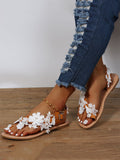 Amozae-Lace Floral Flat Sandals