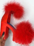 Amozae-Furry Chunky Heel Sandal