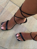 Amozae-Square Toe Lace-Up Heels