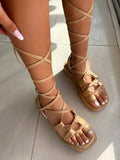 Amozae-Thick Sole Lace Up Sandals