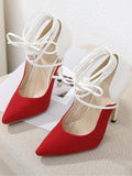 Amozae-Lace-up Color Block Stiletto Heels
