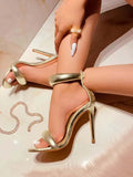 Amozae-Gold Ankle Strap Sandals