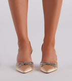 Amozae-Perfect Gift Satin Rhinestone Bow Pumps