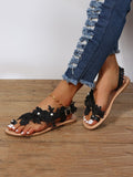 Amozae-Lace Floral Flat Sandals