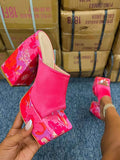 Amozae-Printed Chunky Heeled Platform Sandals