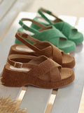 Amozae-Suede Cross Ankle Strap Sandals