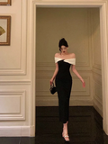 Amozae-dress to impress party dress nye outfits Fashion Mermaid Black Off The Shoulder Evening Gown Prom Dress YM1622