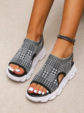 Amozae-Knit Cutout Platform Sandals