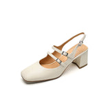 Amozae-2024 New High Heels Solid Split Leather Solid Color Shallow Women Sandals Belt Buckle Party Office Wedding Lolita Ladies Dress