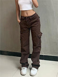 Amozae-Brown baggy cargo jeans with a vintage wash- Streetwear y2k outfits Fall Outfits Christmas Thanksgiving Gift New Year's Eve