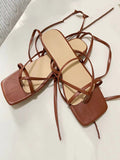 Amozae-Cross Strapping Flat Sandals