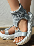 Amozae-Braided Knit O-Ring Platform Sandals