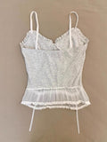 Amozae-Bow Y2k Crop Top Lace Sexy Camis Tank Vintage 90s Clothes Women Gray Corset Tops Gothic Slim Femme Sling Body Tee Korea Clothing