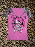 Amozae-Y2k Skulls Pink T shirts Women Vintage Clothes 90s Leopard Short sleeve Crop Tops Sweet Girl Aesthetic Streetwear Femme Tee Top
