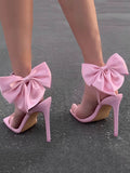 Amozae-Fairytale Ankle Strap Bow Decor Heel