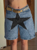 Amozae-Skinny denim shorts with a five-pointed star- Streetwear y2k outfits Fall Outfits Christmas Thanksgiving Gift New Year's Eve