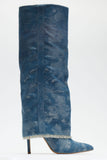 Amozae-Always A Baddie Knee High Heeled Boots - Blue/combo