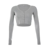 comfy school outfits Spring New Women's Sexy Solid Color V-neck Knitted Top T-shirt for Women