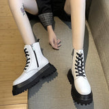 Amozae-Back To School Gifts platform black short boots