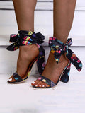 Amozae-Bowknot High Square Heel Sandals