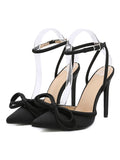 Amozae-Pointed Toe Bow Stiletto Heels