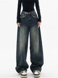 Amozae-Dark washed vintage baggy boyfriend jeans- Streetwear y2k outfits Fall Outfits Christmas Thanksgiving Gift New Year's Eve