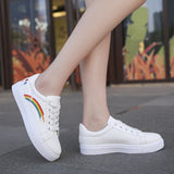 Amozae-Back To School Gifts Rainbow white shoes