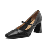 Amozae-French Chic Women's Mary Jane Flats Vintage Square Toe High Heels Shoes Casual Elegant Pumps for Dresses Spring Autumn Comfort