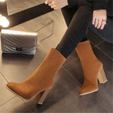 Amozae-Back To School Gifts Back Zipper Pointed Toe Casual Mid-tube Women's Boots